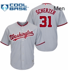Mens Majestic Washington Nationals 31 Max Scherzer Replica Grey Road Cool Base MLB Jersey Mens Majestic Washington Nationals 31 Max Scherzer Replica Grey Road Cool Base MLB Jersey