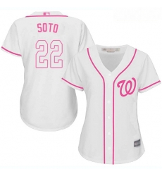 Nationals #22 Juan Soto White Pink Fashion Women Stitched Baseball Jersey Nationals #22 Juan Soto White Pink Fashion Women Stitched Baseball Jersey