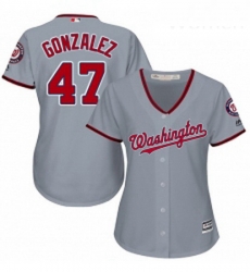 Womens Majestic Washington Nationals 47 Gio Gonzalez Replica Grey Road Cool Base MLB Jersey Womens Majestic Washington Nationals 47 Gio Gonzalez Replica Grey Road Cool Base MLB Jersey
