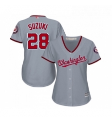 Womens Washington Nationals 28 Kurt Suzuki Replica Grey Road Cool Base Baseball Jersey Womens Washington Nationals 28 Kurt Suzuki Replica Grey Road Cool Base Baseball Jersey