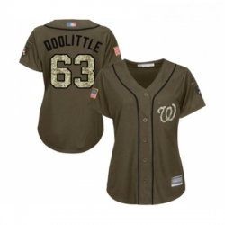 Womens Washington Nationals 63 Sean Doolittle Authentic Green Salute to Service Baseball Jersey 