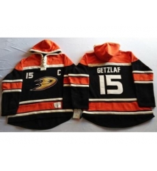 Anaheim Ducks 15 Ryan Getzlaf Black Sawyer Hooded Sweatshirt Stitched NHL Jersey Anaheim Ducks 15 Ryan Getzlaf Black Sawyer Hooded Sweatshirt Stitched NHL Jersey