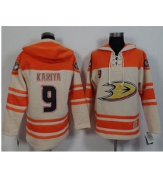 Anaheim Ducks #9 Paul Kariya Cream Orange Sawyer Hooded Sweatshirt Stitched NHL Jersey Anaheim Ducks #9 Paul Kariya Cream Orange Sawyer Hooded Sweatshirt Stitched NHL Jersey