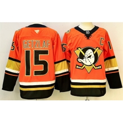 Men Anaheim Ducks 15 Ryan Getzlaf Orange Black 2024 25 With C Patch Stitched Jersey