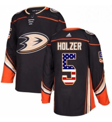 Mens Adidas Anaheim Ducks 5 Korbinian Holzer Authentic Black USA Flag Fashion NHL Jersey Mens Adidas Anaheim Ducks 5 Korbinian Holzer Authentic Black USA Flag Fashion NHL Jersey