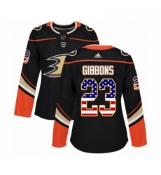 Womens Adidas Anaheim Ducks 23 Brian Gibbons Authentic Black USA Flag Fashion NHL Jersey Womens Adidas Anaheim Ducks 23 Brian Gibbons Authentic Black USA Flag Fashion NHL Jersey