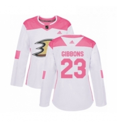 Womens Adidas Anaheim Ducks 23 Brian Gibbons Authentic White Pink Fashion NHL Jersey Womens Adidas Anaheim Ducks 23 Brian Gibbons Authentic White Pink Fashion NHL Jersey