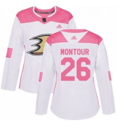 Womens Adidas Anaheim Ducks 26 Brandon Montour Authentic WhitePink Fashion NHL Jersey Womens Adidas Anaheim Ducks 26 Brandon Montour Authentic WhitePink Fashion NHL Jersey
