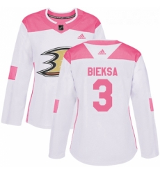 Womens Adidas Anaheim Ducks 3 Kevin Bieksa Authentic WhitePink Fashion NHL Jersey Womens Adidas Anaheim Ducks 3 Kevin Bieksa Authentic WhitePink Fashion NHL Jersey