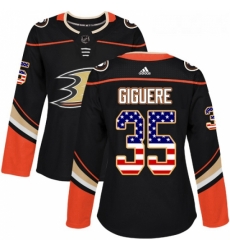 Womens Adidas Anaheim Ducks 35 Jean Sebastien Giguere Authentic Black USA Flag Fashion NHL Jersey Womens Adidas Anaheim Ducks 35 Jean Sebastien Giguere Authentic Black USA Flag Fashion NHL Jersey