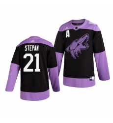 Coyotes 21 Derek Stepan Black Purple Hockey Fights Cancer Adidas Jersey Coyotes 21 Derek Stepan Black Purple Hockey Fights Cancer Adidas Jersey