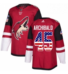 Mens Adidas Arizona Coyotes 45 Josh Archibald Authentic Red USA Flag Fashion NHL Jerse Mens Adidas Arizona Coyotes 45 Josh Archibald Authentic Red USA Flag Fashion NHL Jerse