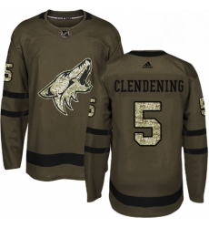 Mens Adidas Arizona Coyotes 5 Adam Clendening Premier Green Salute to Service NHL Jersey Mens Adidas Arizona Coyotes 5 Adam Clendening Premier Green Salute to Service NHL Jersey