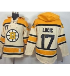 Boston Bruins #17 Milan Lucic Cream Stitched NHL Sawyer Hooded Sweatshirt Jersey Boston Bruins #17 Milan Lucic Cream Stitched NHL Sawyer Hooded Sweatshirt Jersey