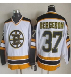 Boston Bruins #37 Patrice Bergeron White Black CCM Throwback Stitched NHL Jersey Boston Bruins #37 Patrice Bergeron White Black CCM Throwback Stitched NHL Jersey