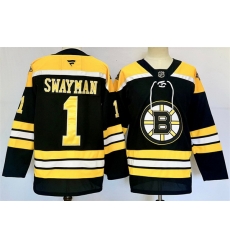 Men Boston Bruins 1 Jeremy Swayman Black 2024 25 Home Stitched Hockey Jersey Men Boston Bruins 1 Jeremy Swayman Black 2024 25 Home Stitched Hockey Jersey