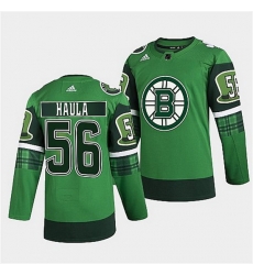 Men Boston Bruins 56 Erik Haula 2022 Green St Patricks Day Warm Up Stitched jersey Men Boston Bruins 56 Erik Haula 2022 Green St Patricks Day Warm Up Stitched jersey