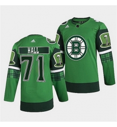 Men Boston Bruins 71 Taylor Hall 2022 Green St Patricks Day Warm Up Stitched jersey Men Boston Bruins 71 Taylor Hall 2022 Green St Patricks Day Warm Up Stitched jersey