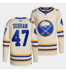 Men Buffalo Sabres 47 Malcolm Subban 2022 Cream Heritage Classic Stitched jersey Men Buffalo Sabres 47 Malcolm Subban 2022 Cream Heritage Classic Stitched jersey