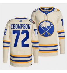Men Buffalo Sabres 72 Tage Thompson 2022 Cream Heritage Classic Stitched jersey Men Buffalo Sabres 72 Tage Thompson 2022 Cream Heritage Classic Stitched jersey