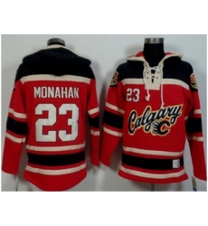 Calgary Flames #23 Sean Monahan Red Black Sawyer Hooded Sweatshirt Stitched NHL Jersey Calgary Flames #23 Sean Monahan Red Black Sawyer Hooded Sweatshirt Stitched NHL Jersey
