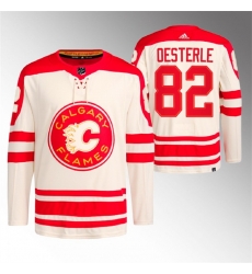 Men Calgary Flames 82 Jordan Oesterle 2023 Cream Heritage Classic Primegreen Stitched Jersey Men Calgary Flames 82 Jordan Oesterle 2023 Cream Heritage Classic Primegreen Stitched Jersey