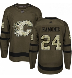 Mens Adidas Calgary Flames 24 Travis Hamonic Premier Green Salute to Service NHL Jersey Mens Adidas Calgary Flames 24 Travis Hamonic Premier Green Salute to Service NHL Jersey