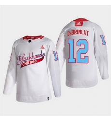Men Chicago Blackhawks 12 Alex DeBrincat 2022 Community Night White Stitched jersey Men Chicago Blackhawks 12 Alex DeBrincat 2022 Community Night White Stitched jersey