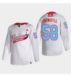 Men Chicago Blackhawks 58 MacKenzie Entwistle 2022 Community Night White Stitched jersey Men Chicago Blackhawks 58 MacKenzie Entwistle 2022 Community Night White Stitched jersey