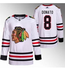 Men Chicago Blackhawks 8 Ryan Donato White Stitched Hockey Jersey Men Chicago Blackhawks 8 Ryan Donato White Stitched Hockey Jersey