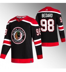 Men Chicago Blackhawks 98 Connor Bedard Black Stitched Hockey Jersey Men Chicago Blackhawks 98 Connor Bedard Black Stitched Hockey Jersey