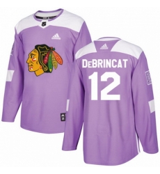 Men's Adidas Chicago Blackhawks #12 Alex DeBrincat Authentic Purple Fights Cancer Practice NHL Jersey Men's Adidas Chicago Blackhawks #12 Alex DeBrincat Authentic Purple Fights Cancer Practice NHL Jersey
