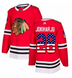 Mens Adidas Chicago Blackhawks 28 Henri Jokiharju Authentic Red USA Flag Fashion NHL Jersey Mens Adidas Chicago Blackhawks 28 Henri Jokiharju Authentic Red USA Flag Fashion NHL Jersey