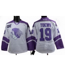 Women Chicago Blackhawks #19 Jonathan Toews Fights Cancer white Jersey Women Chicago Blackhawks #19 Jonathan Toews Fights Cancer white Jersey