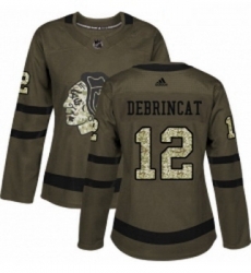 Womens Adidas Chicago Blackhawks 12 Alex DeBrincat Authentic Green Salute to Service NHL Jersey Womens Adidas Chicago Blackhawks 12 Alex DeBrincat Authentic Green Salute to Service NHL Jersey