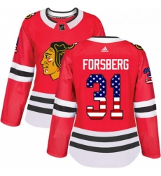 Womens Adidas Chicago Blackhawks 31 Anton Forsberg Authentic Red USA Flag Fashion NHL Jersey Womens Adidas Chicago Blackhawks 31 Anton Forsberg Authentic Red USA Flag Fashion NHL Jersey