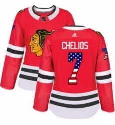 Womens Adidas Chicago Blackhawks 7 Chris Chelios Authentic Red USA Flag Fashion NHL Jersey Womens Adidas Chicago Blackhawks 7 Chris Chelios Authentic Red USA Flag Fashion NHL Jersey