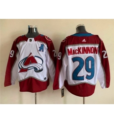 Men's Colorado Avalanche #29 Nathan MacKinnon With A Ptach White Stitched Jersey Men's Colorado Avalanche #29 Nathan MacKinnon With A Ptach White Stitched Jersey