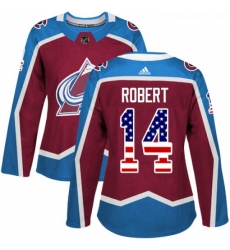 Womens Adidas Colorado Avalanche 14 Rene Robert Authentic Burgundy Red USA Flag Fashion NHL Jersey Womens Adidas Colorado Avalanche 14 Rene Robert Authentic Burgundy Red USA Flag Fashion NHL Jersey