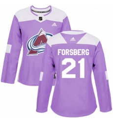 Womens Adidas Colorado Avalanche 21 Peter Forsberg Authentic Purple Fights Cancer Practice NHL Jersey Womens Adidas Colorado Avalanche 21 Peter Forsberg Authentic Purple Fights Cancer Practice NHL Jersey