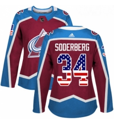 Womens Adidas Colorado Avalanche 34 Carl Soderberg Authentic Burgundy Red USA Flag Fashion NHL Jersey Womens Adidas Colorado Avalanche 34 Carl Soderberg Authentic Burgundy Red USA Flag Fashion NHL Jersey