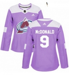 Womens Adidas Colorado Avalanche 9 Lanny McDonald Authentic Purple Fights Cancer Practice NHL Jersey Womens Adidas Colorado Avalanche 9 Lanny McDonald Authentic Purple Fights Cancer Practice NHL Jersey