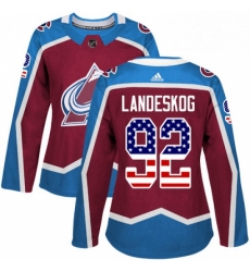 Womens Adidas Colorado Avalanche 92 Gabriel Landeskog Authentic Burgundy Red USA Flag Fashion NHL Jersey Womens Adidas Colorado Avalanche 92 Gabriel Landeskog Authentic Burgundy Red USA Flag Fashion NHL Jersey