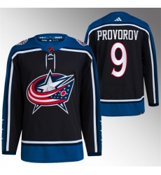 Men Columbus Blue Jackets 9 Ivan Provorov Black 2022 23 Reverse Retro Stitched Jersey Men Columbus Blue Jackets 9 Ivan Provorov Black 2022 23 Reverse Retro Stitched Jersey