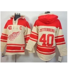 Detroit Red Wings #40 Henrik Zetterberg Cream Stitched NHL Sawyer Hooded Sweatshirt Detroit Red Wings #40 Henrik Zetterberg Cream Stitched NHL Sawyer Hooded Sweatshirt