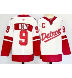Men's Detroit Red Wings #9 Gordie Howe White 2024-25 Stitched Fanatics Jersey Men's Detroit Red Wings #9 Gordie Howe White 2024-25 Stitched Fanatics Jersey