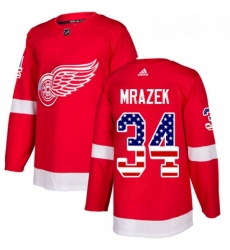 Youth Adidas Detroit Red Wings 34 Petr Mrazek Authentic Red USA Flag Fashion NHL Jersey Youth Adidas Detroit Red Wings 34 Petr Mrazek Authentic Red USA Flag Fashion NHL Jersey