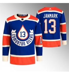 Men Edmonton Oilers 13 Mattias Janmark 2023 Royal Heritage Classic Primegreen Stitched Jersey Men Edmonton Oilers 13 Mattias Janmark 2023 Royal Heritage Classic Primegreen Stitched Jersey