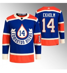 Men Edmonton Oilers 14 Mattias Ekholm 2023 Royal Heritage Classic Primegreen Stitched Jersey Men Edmonton Oilers 14 Mattias Ekholm 2023 Royal Heritage Classic Primegreen Stitched Jersey
