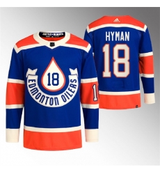 Men Edmonton Oilers 18 Zach Hyman 2023 Royal Heritage Classic Primegreen Stitched Jersey Men Edmonton Oilers 18 Zach Hyman 2023 Royal Heritage Classic Primegreen Stitched Jersey